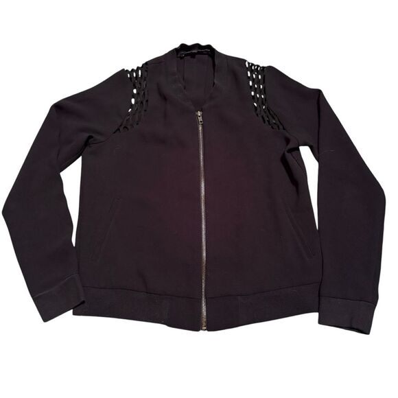 Generation Love Size S Mesh Shoulder Zip Bomber Jacket Black Edgy Going Out Top - Picture 6 of 8